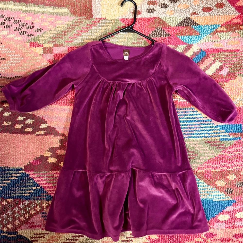 Tiered Velour Tea Collection Girl’s Dress, 8